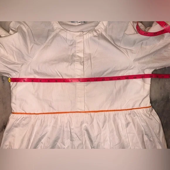 EUC Revolve English Factory Size XS Oversized White Midi Dress w Multicolor Trim - Picture 11 of 13